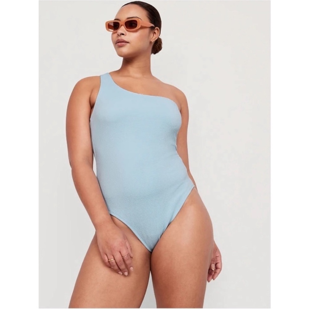 Old Navy One-Shoulder Light Blue One-Piece Swimsuit